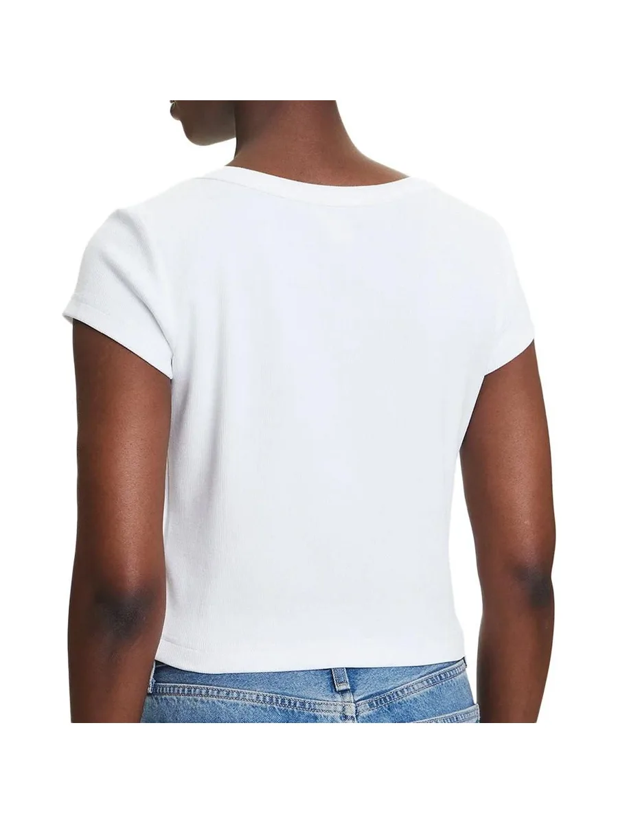 T-Shirt Blanc Femme Calvin Klein Label 2x2 3