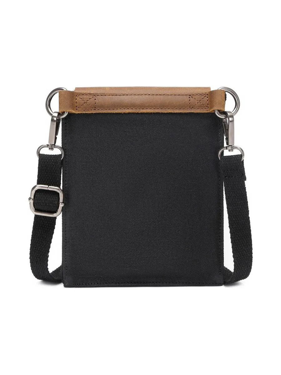 VAL - Pochette bandoulière en cuir véritable et toile enduite - Bleu 60