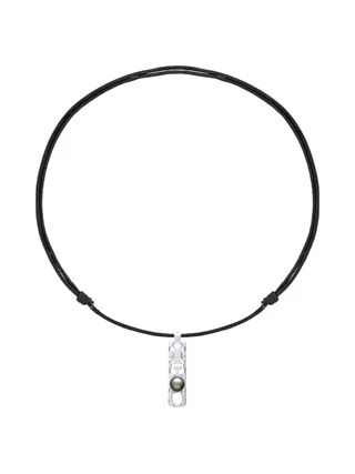 Collier Véritable Perle de Tahiti Cerclée 8-9 mm — Argent 925 Millièmes Rhodié — 50 cm — Homme 2