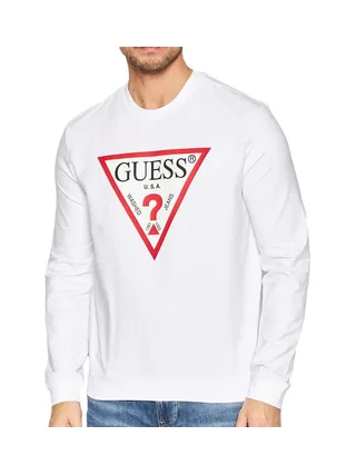 Sweat Blanc Homme Guess Triangle Logo 1
