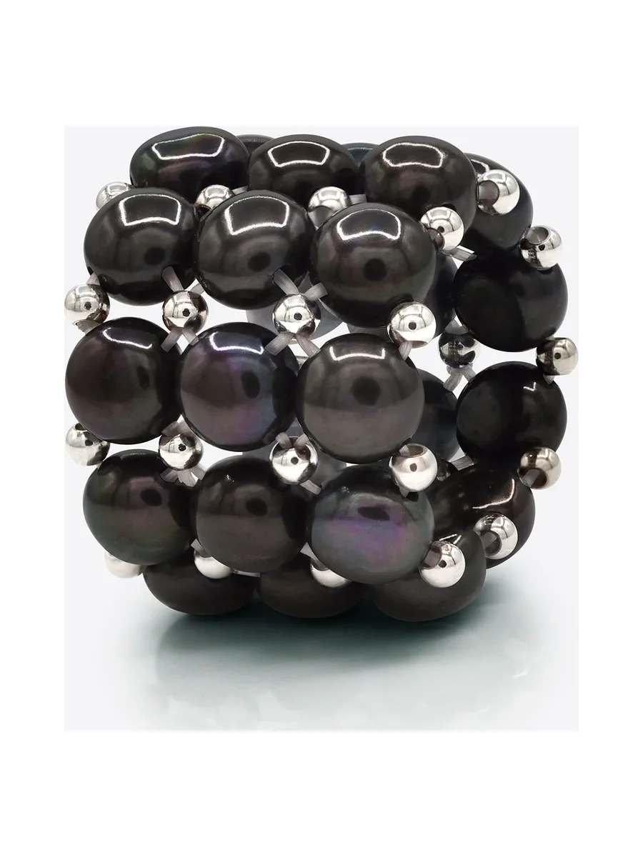 Bague 3 Rangs Véritables Perles d'Eau Douce 4 mm 5