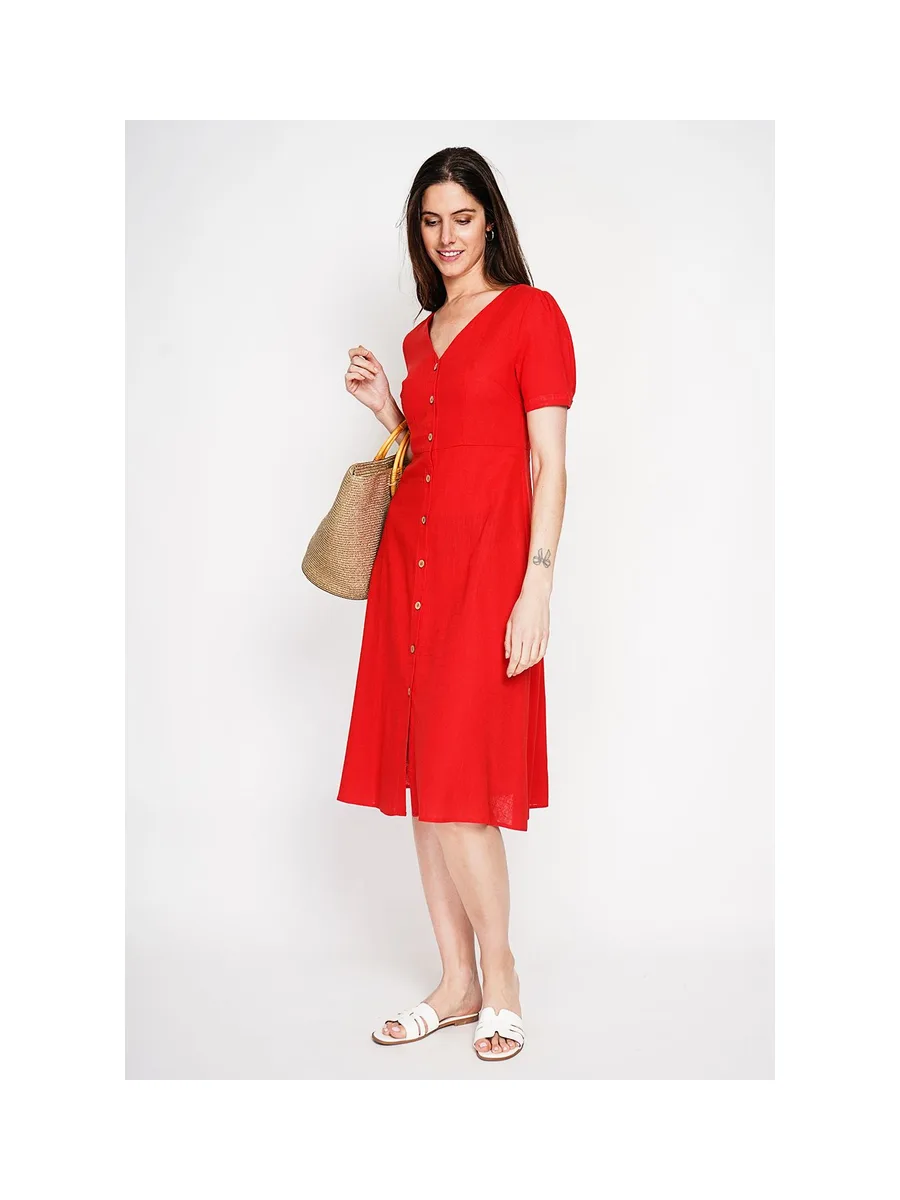 Robe longue boutonnée devant à manche court 14