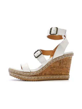 Sandales Compensée Blanches Femme Chattawak Summer Camel 1
