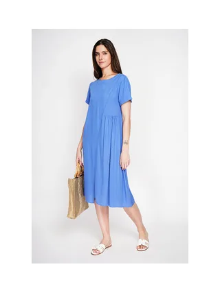 Robe découpe devant évasée à manches courtes 1