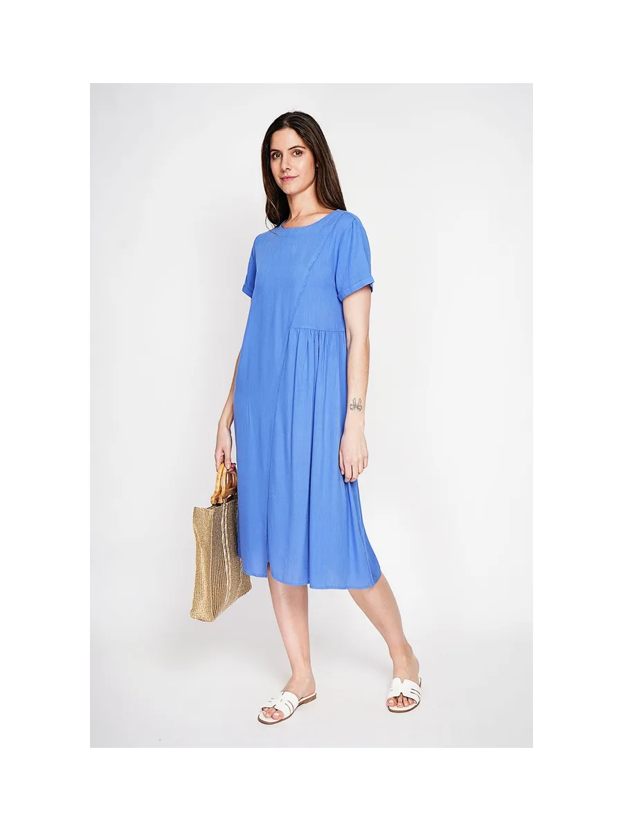Robe découpe devant évasée à manches courtes 1