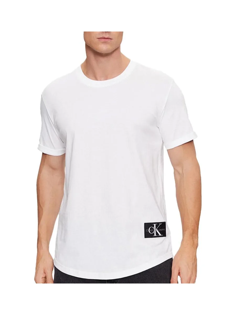 T-Shirt Blanc Homme Calvin Klein Jeans Badge Turn Up Sleeve 2