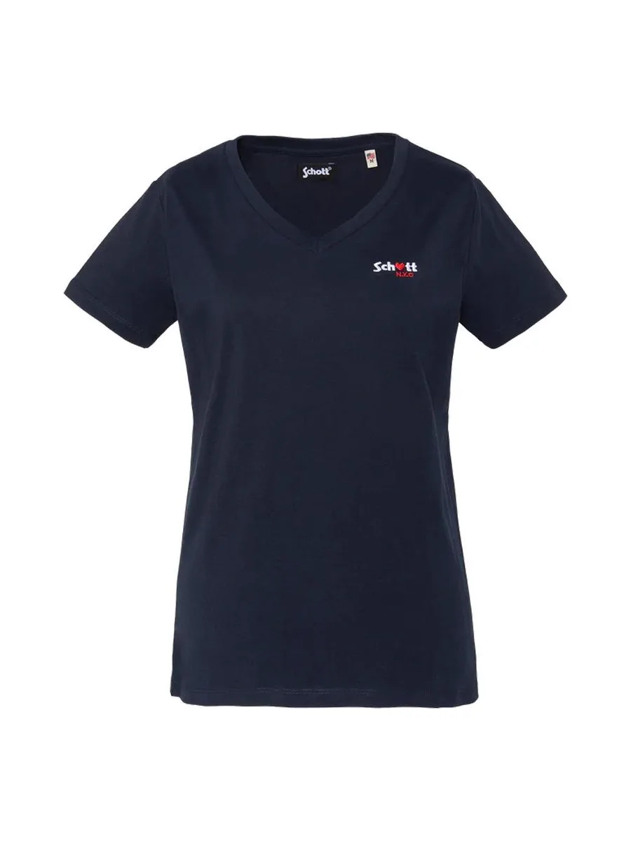 T-Shirt Marine Femme Schott TSBRODEDW 2