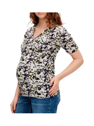 Blouse Violette/Noire/Jaune Femme Mamalicious Janice 1