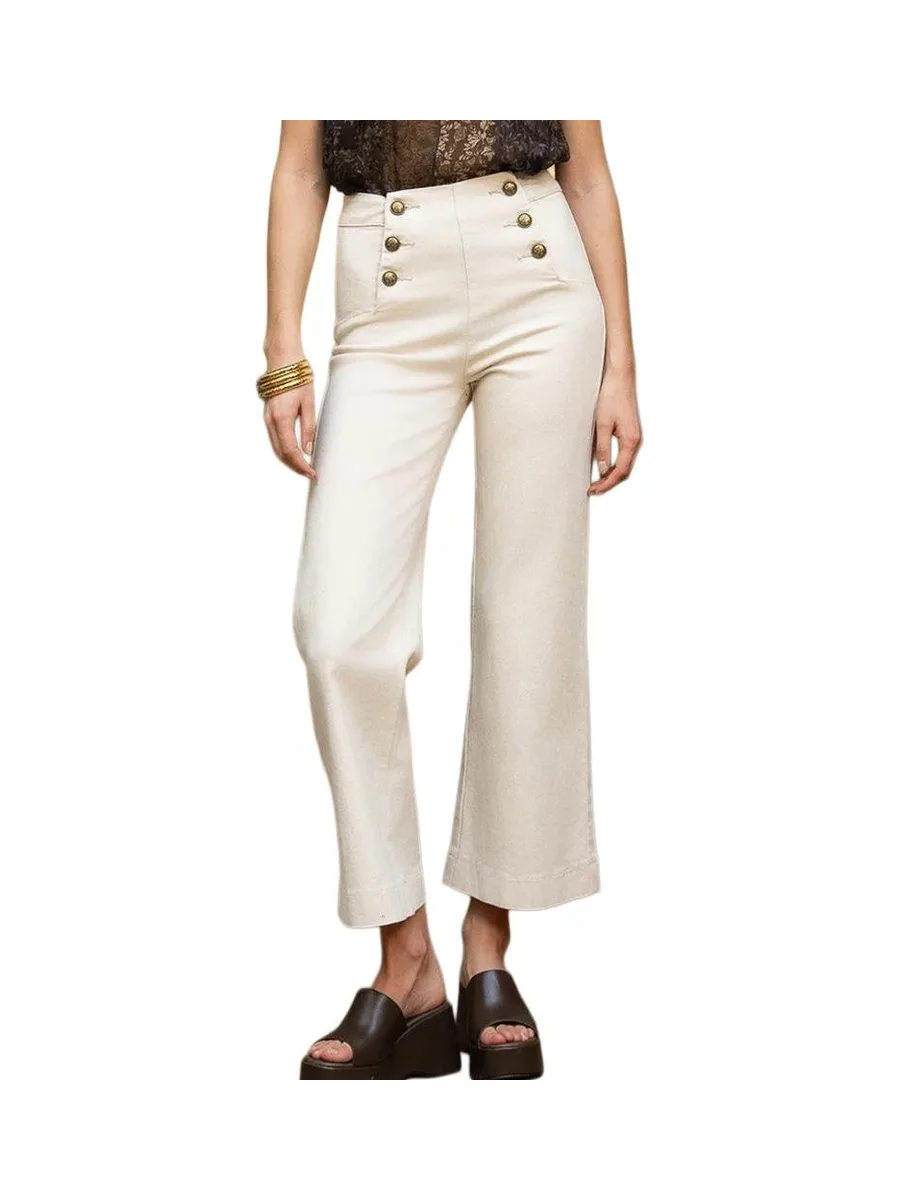 Jean Wide Blanc Créme Femme Vert Oraije Victorine 2