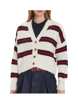 Gilet Ecru à Rayures Femme Tommy Hilfiger Tjw Badge Stripe 1