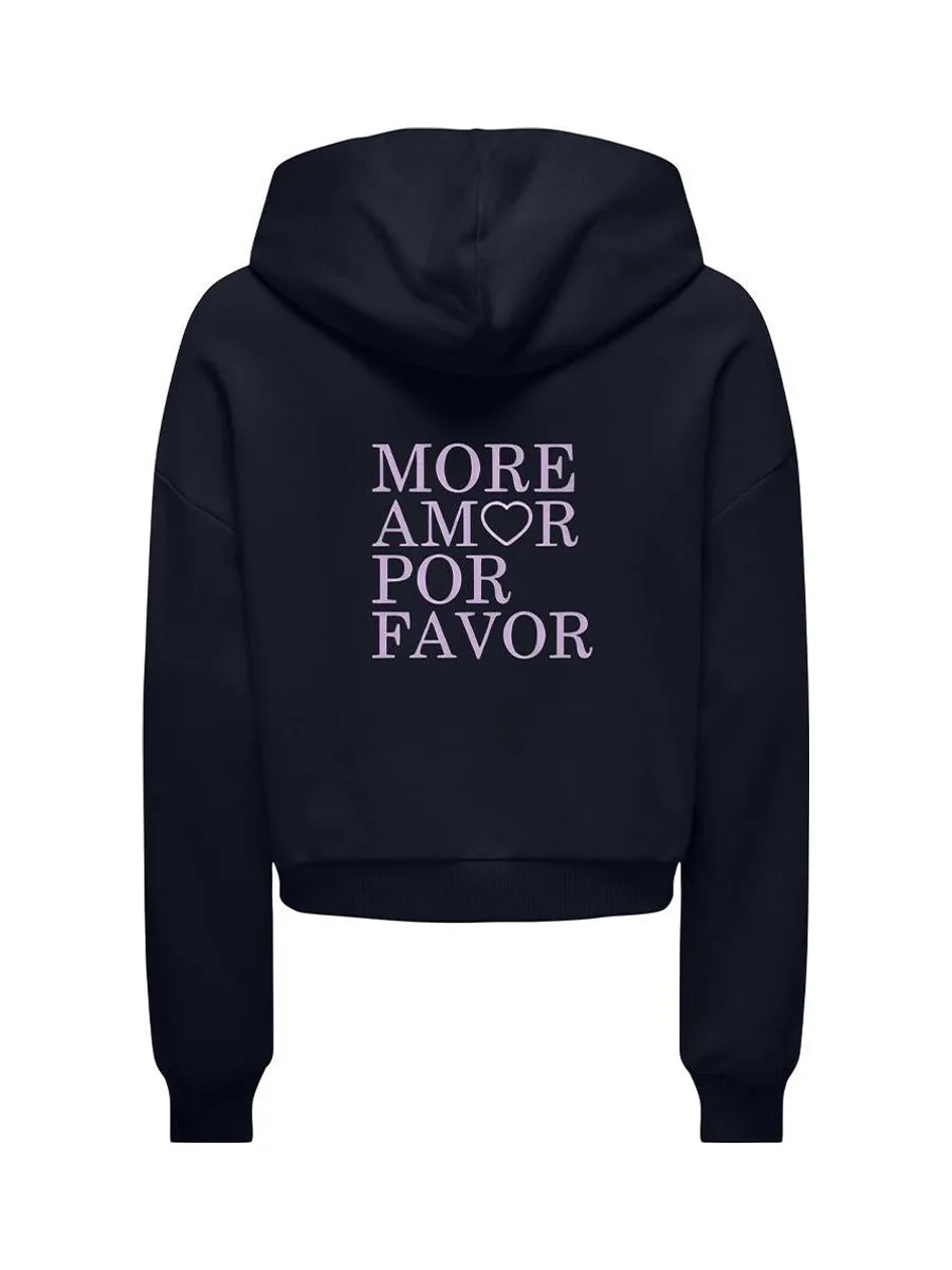 Sweat à Capuche Noir Fille Kids ONLY Amor Life 3