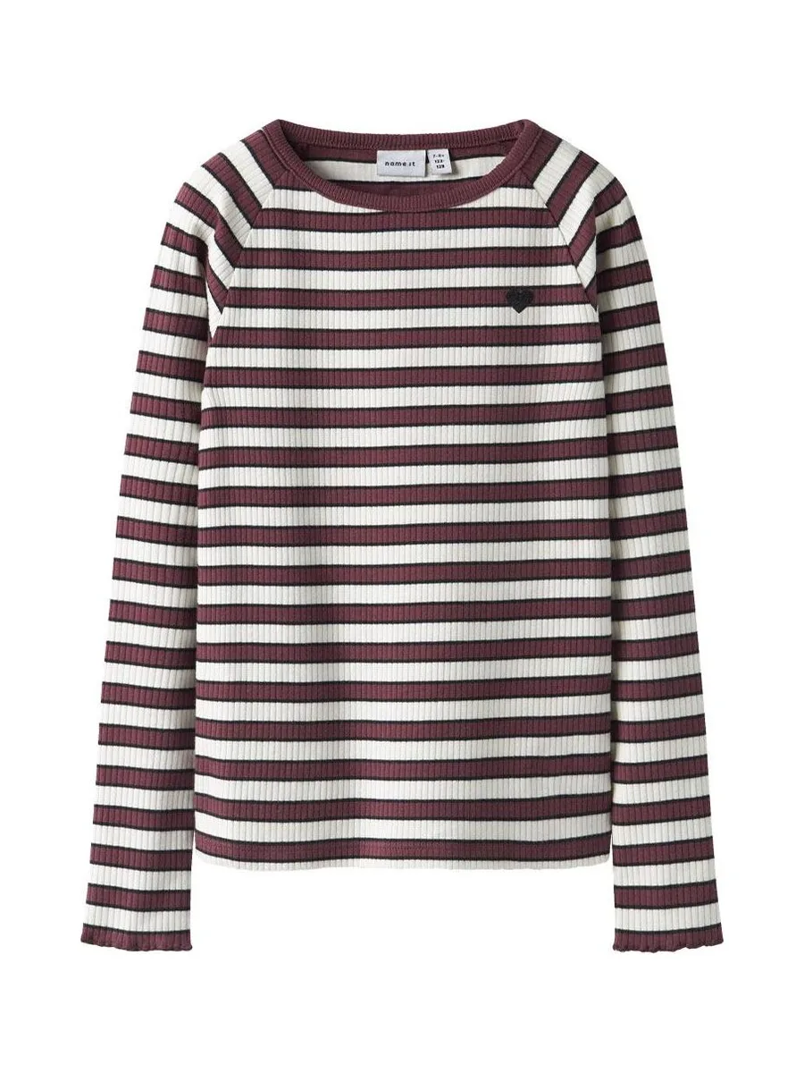 T-Shirt Bordeaux/Blanc Fille Name i Tala 3