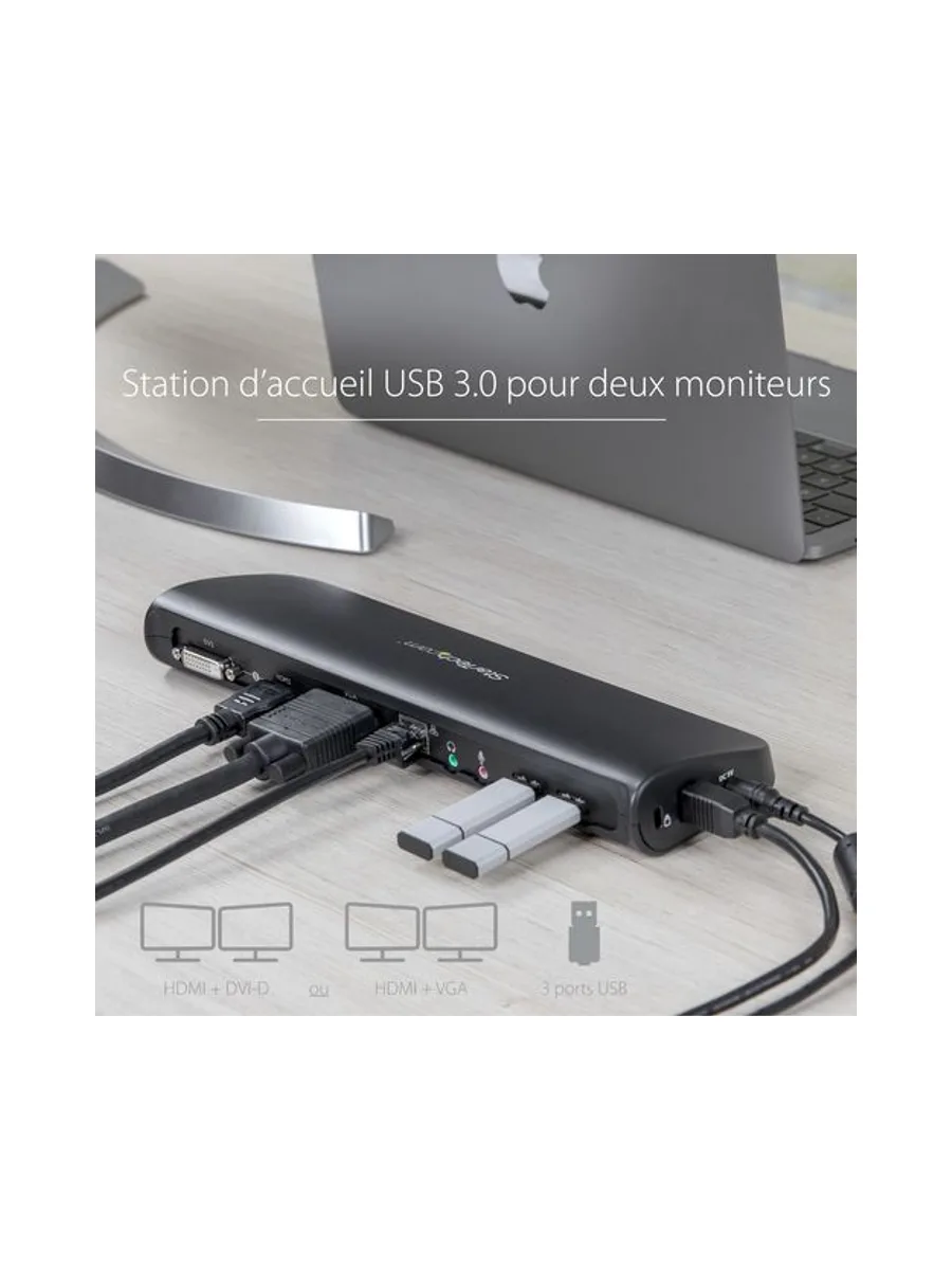 Universal Dual Monitor USB 3 Laptop Dock 7