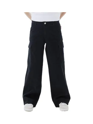 Pantalon en Toile Noir Fille Name it Wide Twill 1