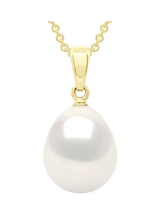 Pendentif Bélière Articulée Véritable Perle d'Eau Douce Poire 10-11 mm — Or Jaune 750 Millièmes 1