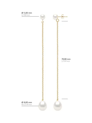 Boucles d'Oreilles Véritables Perles d'Eau Douce Poires 5-6 mm — Or Jaune 375 Millièmes 2