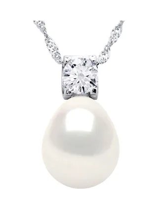 Collier Maille Singapour Véritable Perle d'Eau Douce 10-11 mm — Argent 925 Millièmes Rhodié — 42 cm 1