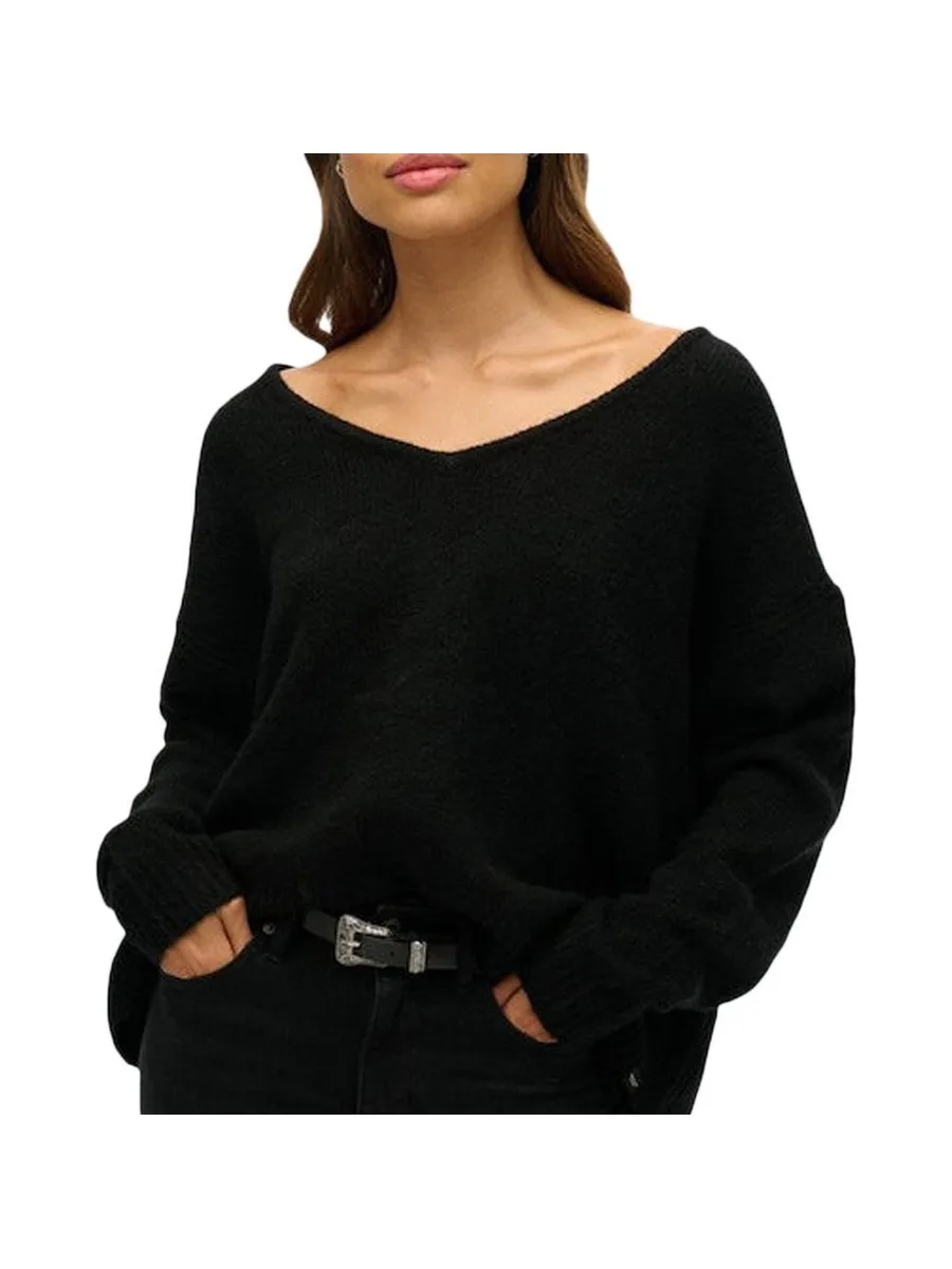 Pull Noir Femme Superdry Oversized 2