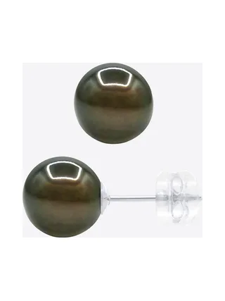 Boucles d'Oreilles Véritables Perles de Tahiti Rondes 8-9 mm — Or Blanc 375 Millièmes 5