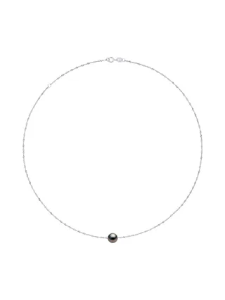 Collier Véritable Perle de Tahiti Ronde 8-9 mm — Or Blanc 375 Millièmes — 42 cm 2