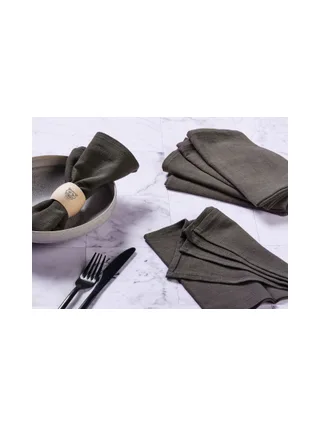 Serviette de table - 6 pièces - Lin et coton blanc crème 26