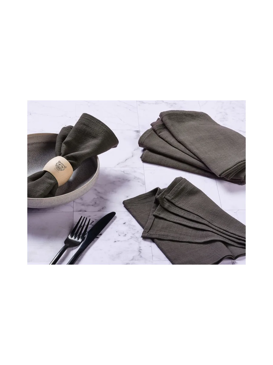 Serviette de table - 6 pièces - Lin et coton blanc crème 106