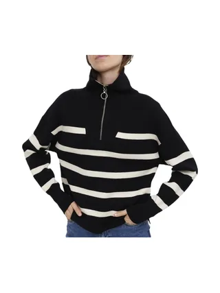 Pull Noir/beige Femme Vero Moda Saba 1