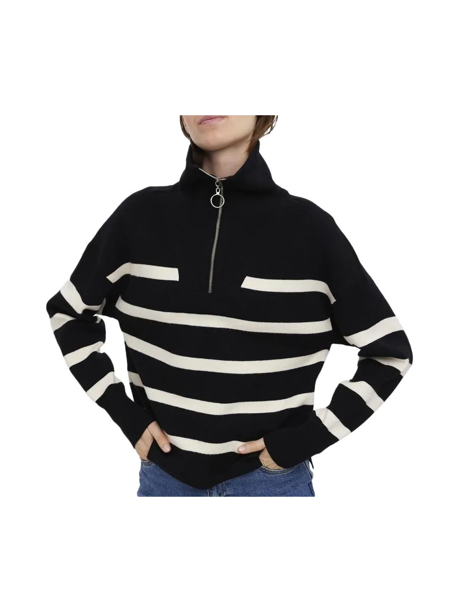 Pull Noir/beige Femme Vero Moda Saba 2