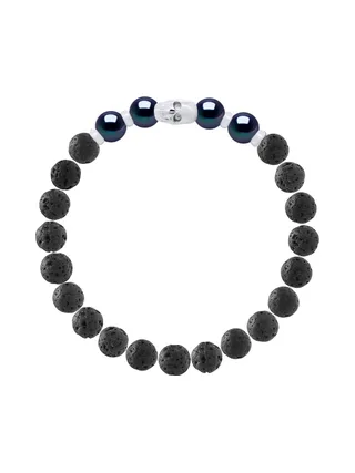 Bracelet Véritables Perles d'Eau Douce Semi-8-9 mm — Argent 925 Millièmes Rhodié — 19 cm — Homme 2