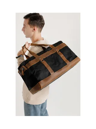 VLAD - Sac de voyage en cuir véritable et toile enduite - Bleu 33