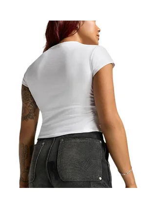 T-shirt Blanc Femme Converse Wordmark Fashion 2