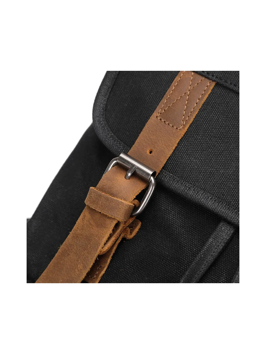 BILL - Sac à dos en cuir véritable et toile enduite - Bleu 65