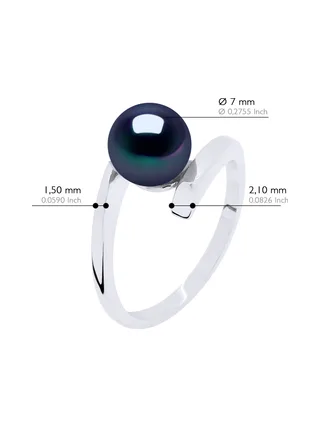 Bague Jonc Véritable Perle d'Eau Douce Ronde 7-8 mm — Argent 925 Millièmes Rhodié 2