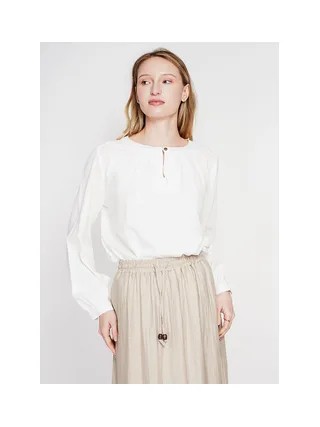 Blouse col tunisien boutonné devant à manche longues 1