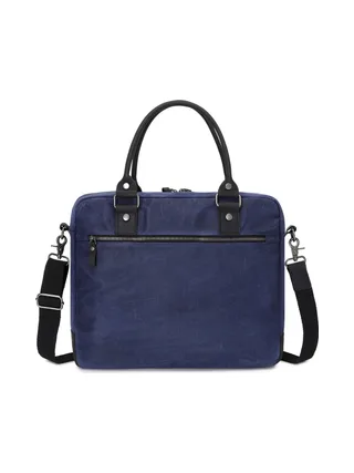 MICK - Sacoche en cuir véritable et toile enduite - Bleu 4