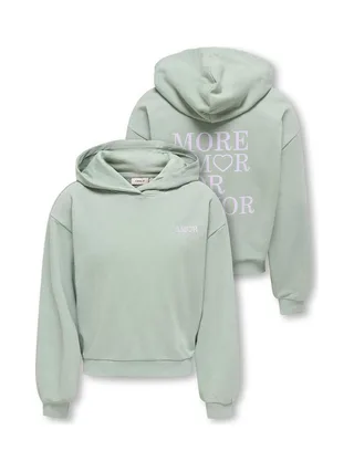 Sweat à Capuche Vert Fille Kids ONLY Amor Life 3