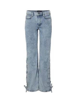 Jean Droit Bleu Femme Pieces Fenda 3