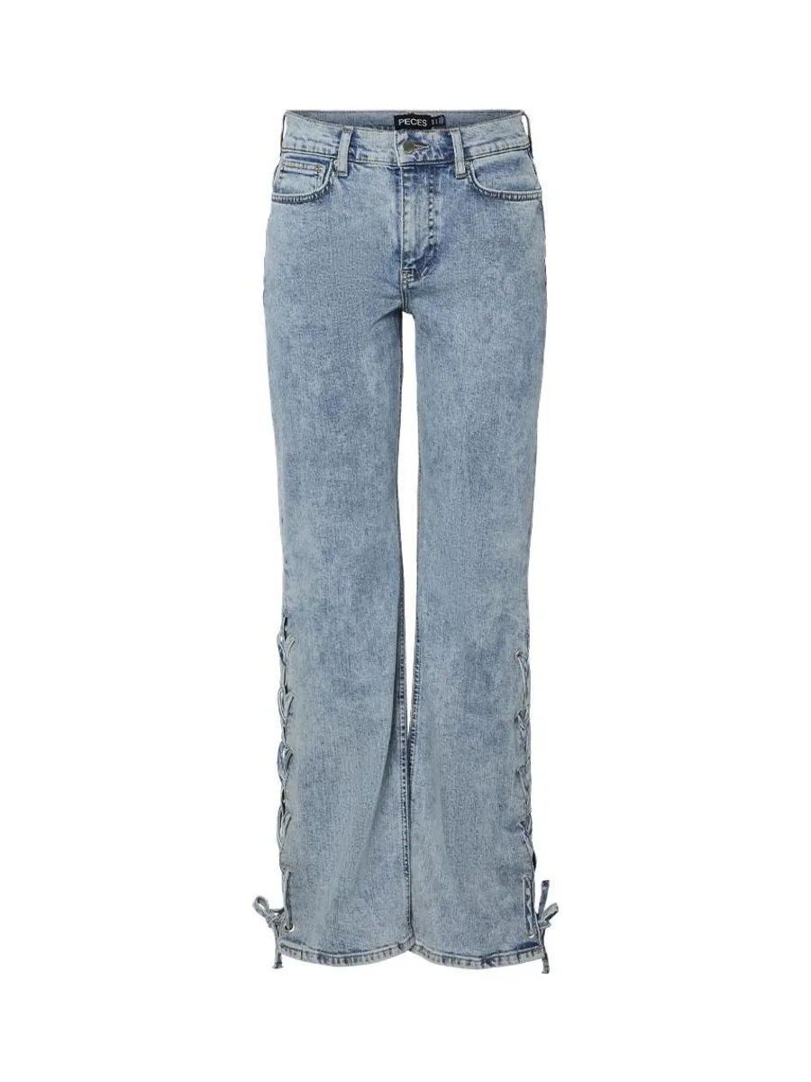 Jean Droit Bleu Femme Pieces Fenda 4