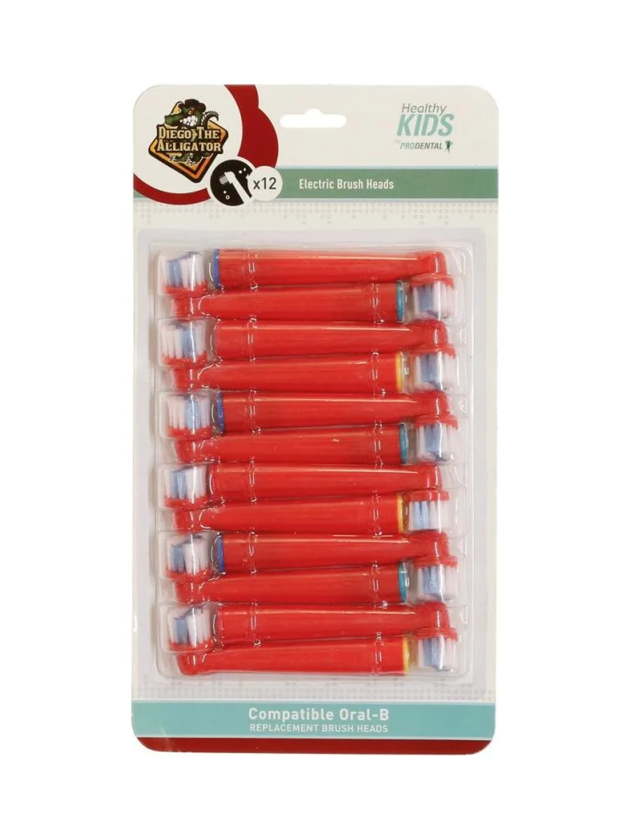 x12 Brossettes de Rechange Rotative Prodental Healthy Kids Diego The Alligator 2