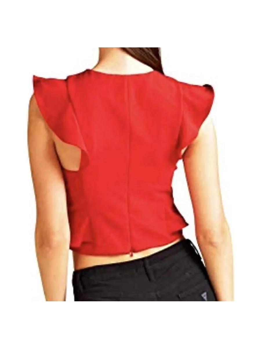 Top Rouge Femme Guess Ruffle 3