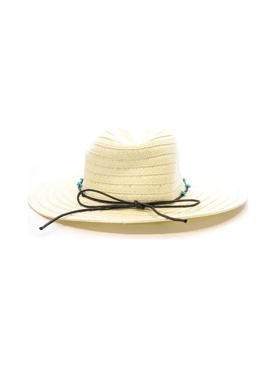 Chapeau de soleil en paille Blanc à large bord Via Lorenzo Fedora 4