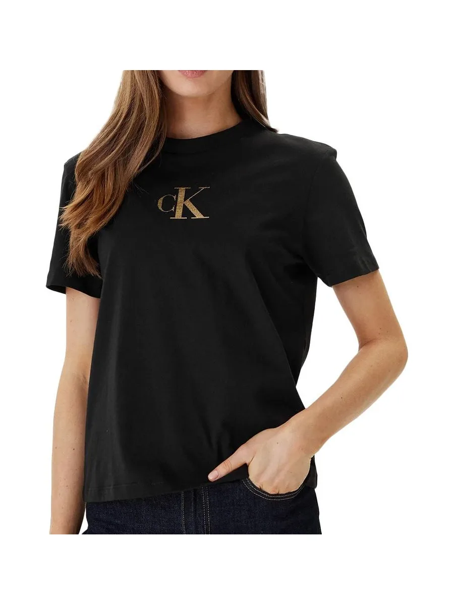 T-Shirt Noir Femme Calvin Klein Jeans LV047E804GS 1