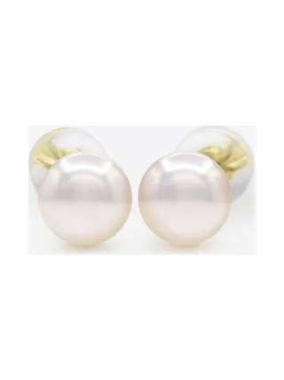 Boucles d'Oreilles Véritables Perles Akoya Rondes 6-7 mm — Or Jaune 750 Millièmes 1