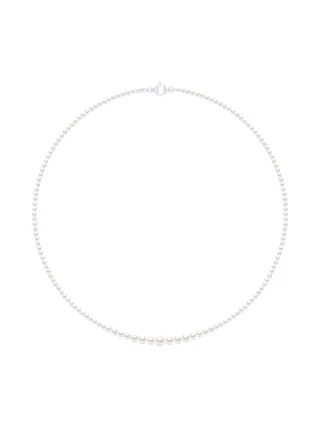 Collier Véritables Perles d'Eau Douce Rondes 3-6 mm — Or Blanc 375 Millièmes — 55 cm 1