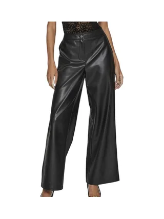 Pantalon Similicuir Noir Femme Vila Vielie Wide 1