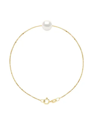Bracelet Véritable Perle d'Eau Douce Ronde 8-9 mm — Or Jaune 375 Millièmes — 18 cm 1