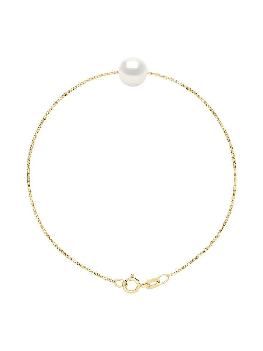 Bracelet Véritable Perle d'Eau Douce Ronde 8-9 mm — Or Jaune 375 Millièmes — 18 cm 1