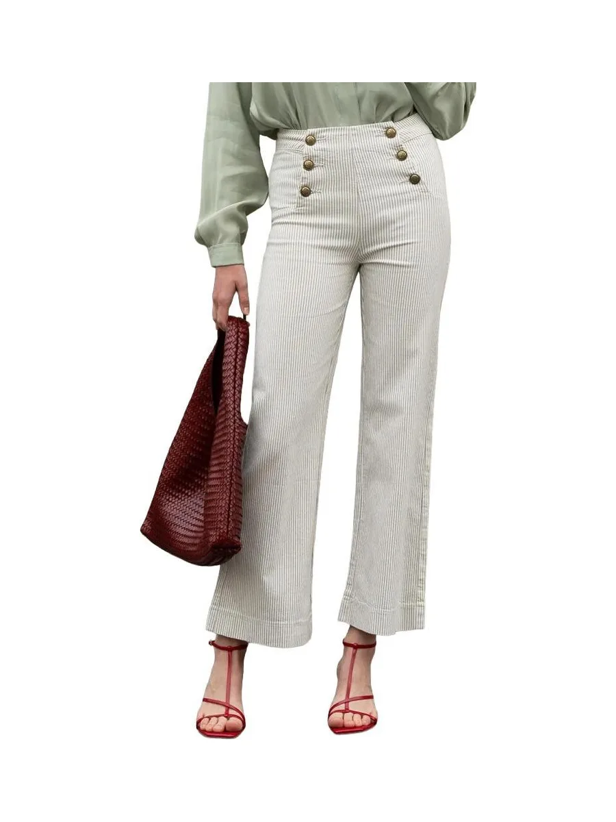 Jean Wide Blanc Femme Vert Oraije Victorine 2