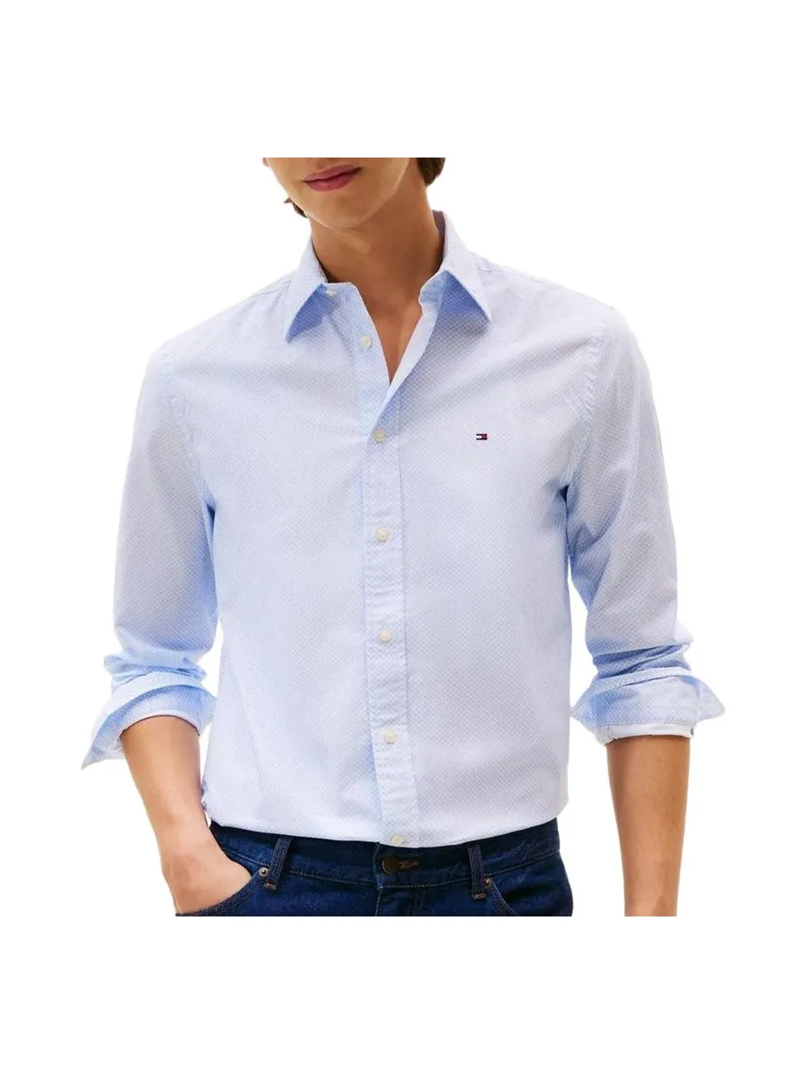 Chemise Bleu Clair Homme Tommy Hilfiger Flex Poplin 2