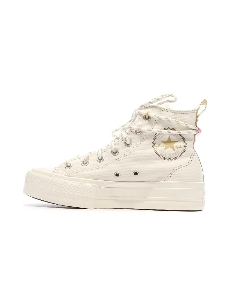Baskets Ecru Femme Converse s All Star Lift Platform Jacquard 2